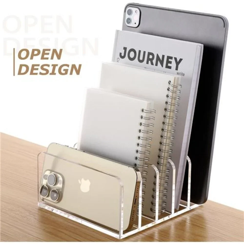 Clear Desktop File Organizer 5 Compartments Acrylic Office Document Mail Holder